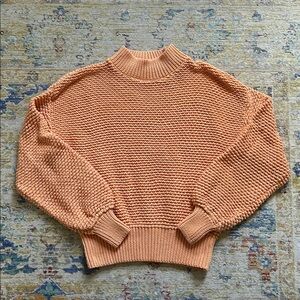 Mango Ribbed Knit Sweater in Soft Peach